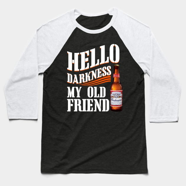 Hello Darkness My Old Friend BW Baseball T-Shirt by TeeWind